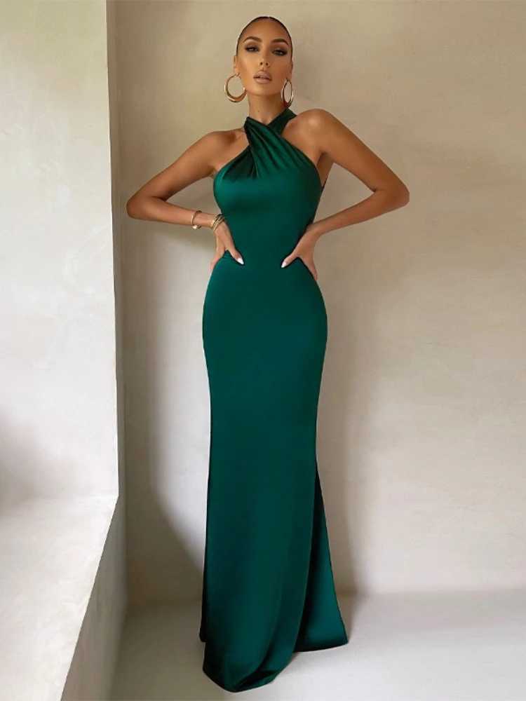 2025 Summer Fashion New Sexy Womens Dress Solid Color Slim Fit Sleeveless Backless Vacation Style Party Dress XJ250610