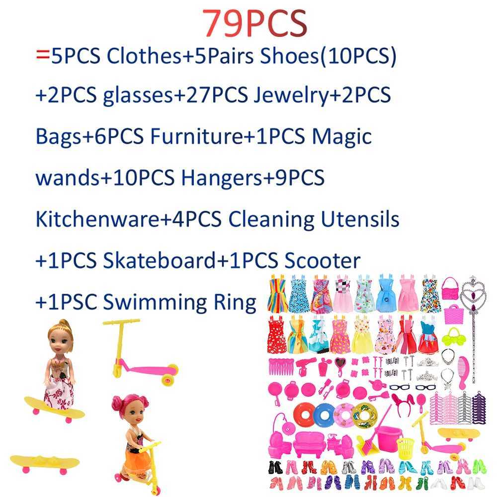65PCS/Set Doll Clothes Shoes Accessories Handbags Hangers Fits 11.8 Inch Barbies Doll BJD DollFurniture Toy For Girls W250610