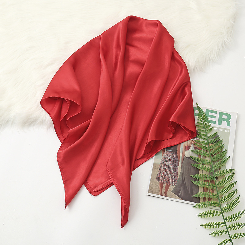 K977 Satin solid color square scarf for women 90% imitation silk large square scarf fashion solid color scarf casual head scarf silk scarf wholesale