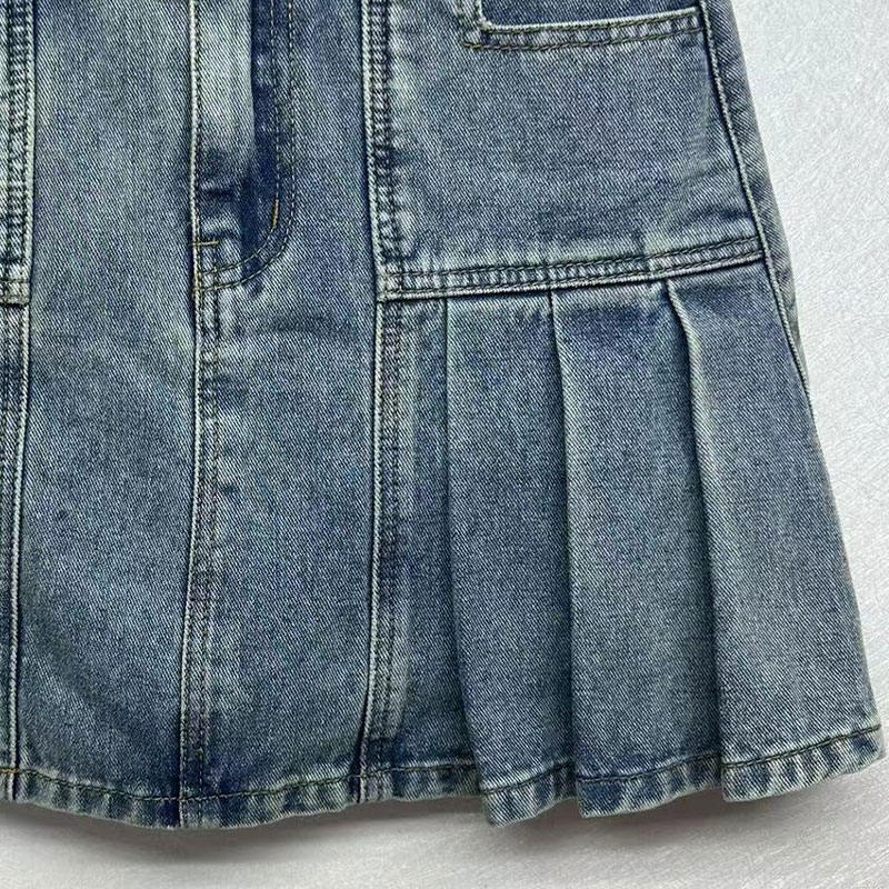 Super cool fashion high waist denim lace skirt manufacturers custom wholesale 1219