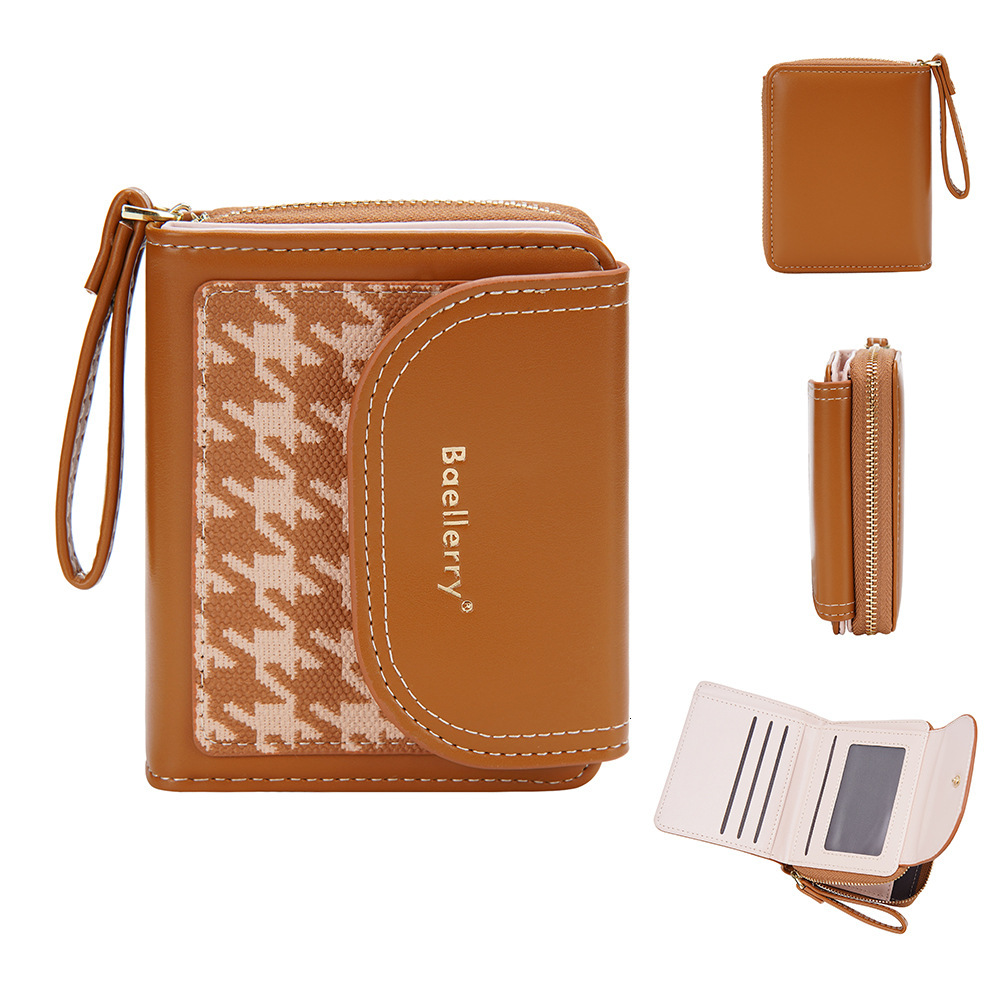 Free Shipping 2025 New Designer Bag High-end Color Blocked Zipper Women's Short Wallet PU Material Exquisite And Practical Coin Purse High-qualit