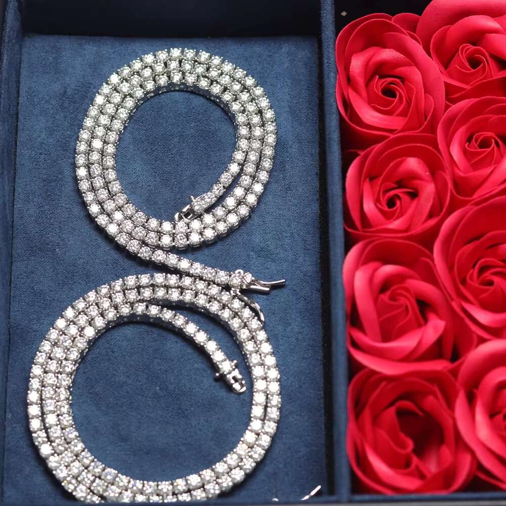 OACOCA Hip Hop Fine Jewelry 2mm-6.5mm Moissanite Tennis Chain 925 Sterling Silver Iced Out VVS D Moissanite Diamond for Men Women