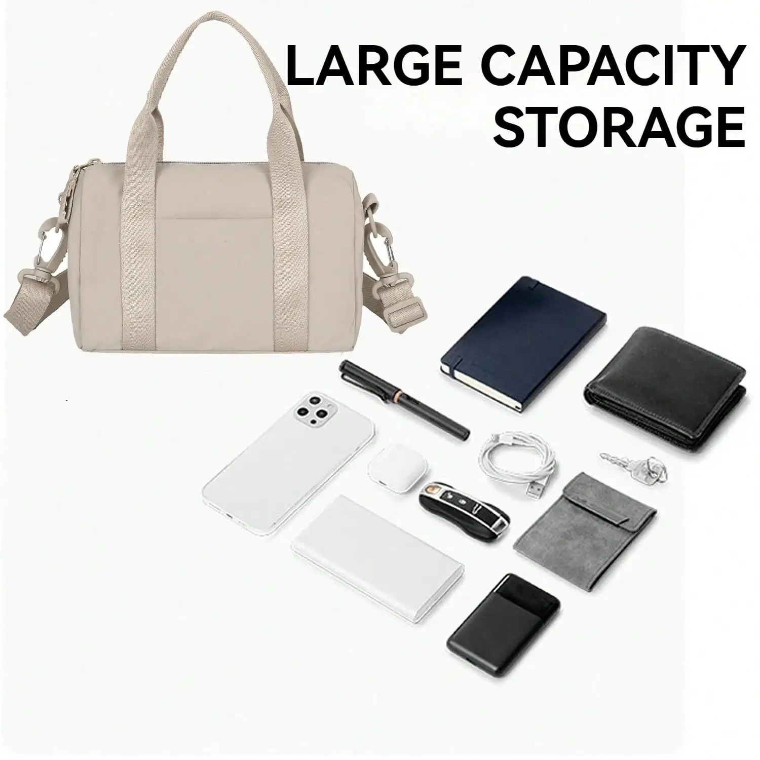 Womens Small Square Bag Large Capacity Tote With Compartments Hand or Shoulder Waterproof Fashionable for Travel Work 250605