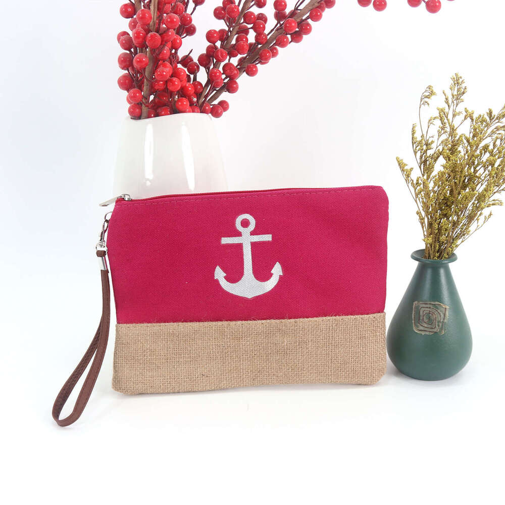 New Style Girly Coin Purse Women's Makeup Valentine's Day Event Straw Woven Pencil Case Linen Storage Bag