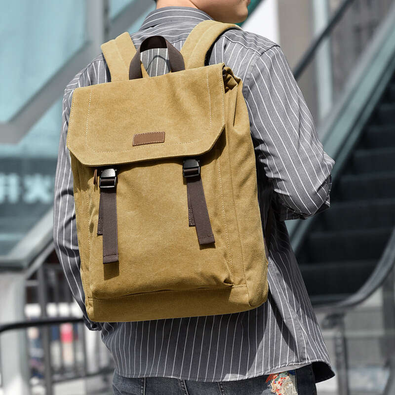 Men's Backpack New Style Double Shoulder American Casual Laptop Travel Canvas College Middle Student School Bag
