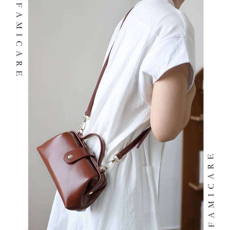 Hot Sale Women High Quality Waterproof Genuine Leather Messenger Lady Minimalist Doctor Handbag Girls Crossbody Shoulder Bag