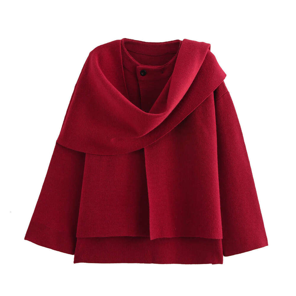 Autumn New Style Asymmetric Scarf Short Loose Knit Cardigan Coat B5