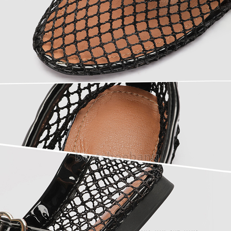 designer sandals mesh hollow flats heels summer sandal light breathable women shoes mary jane elegant comfort ballet walking shoes