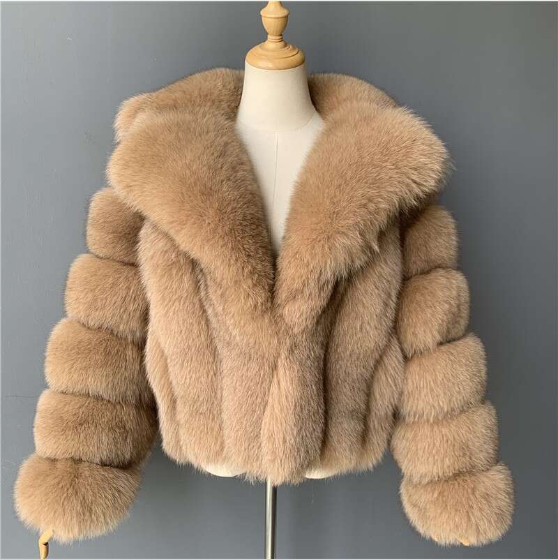 Fox Women's Fashion 2023 Autumn Winter Faux Fur Coat With Blazer Collar