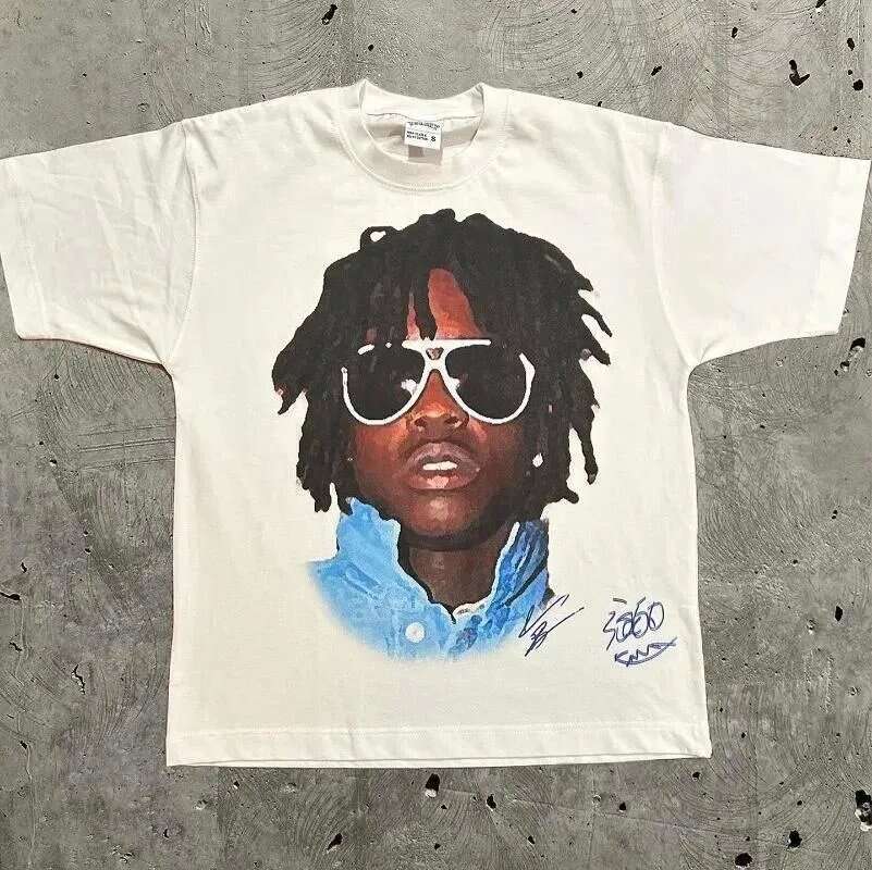 Men's Trend Portrait Print Short Sleeve T-Shirt Y2k gothic Harajuku Hip Hop Couple Casual loose luanyun