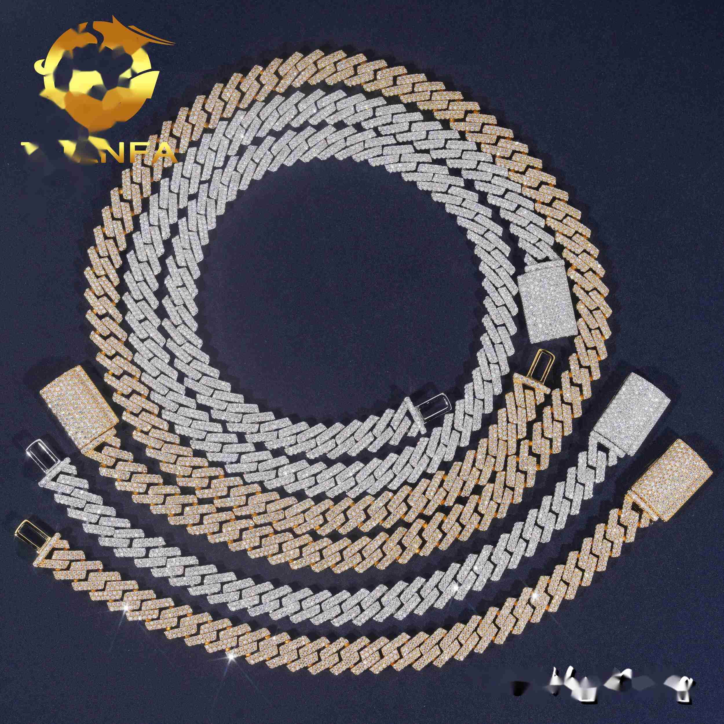 OACOCA High Quality Moissanite Hip Hop Jewelry 10mm Cuban Link Chain 925 Silver Iced Out Cuban Bracelet Necklace With GRA