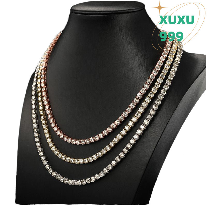 OACOCA Hip Hop Out Tennis Necklace 925 Sterling Silver 3mm 4mm 5mm VVS Charm Moissanite Link Chain Worldwide Shipping