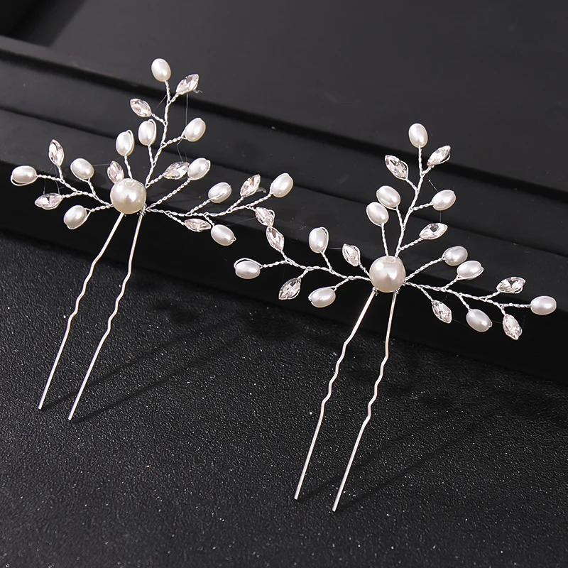 Fashion Crystal Pearl Rhinestone Hairpins Stick Hair Clip For Women Bridal Hair Accessories Party Wedding Hair Clips Jewelry 250610