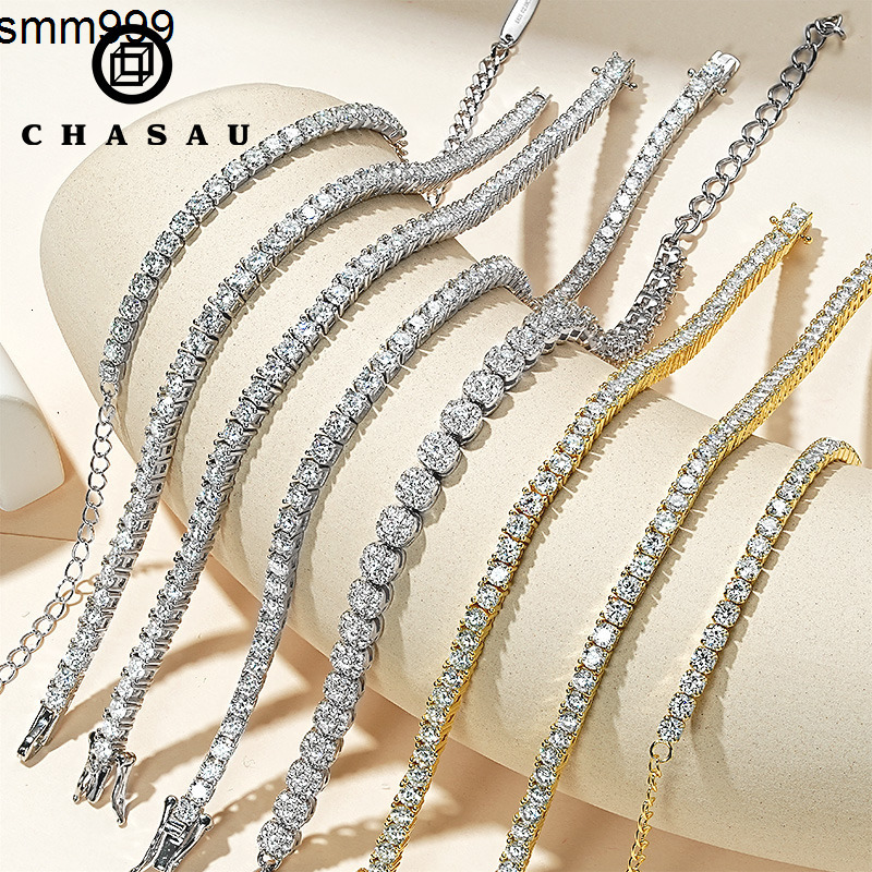 Fine Jewelry VVS 3mm Mossanite Jewelry Iced Out Tennis Bracelet 925 Sterling Silver Sparkling Moissanite Tennis Bracelet Chain