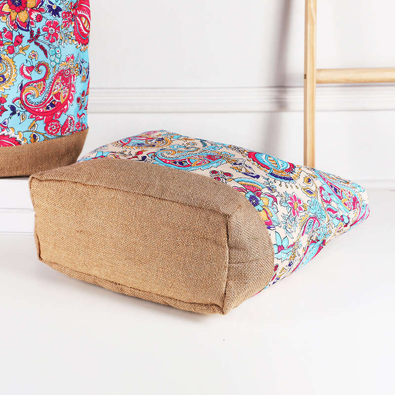 Ethnic Style Printed Casual Shoulder Fashion Trend Shopping Exotic Canvas Straw Bag