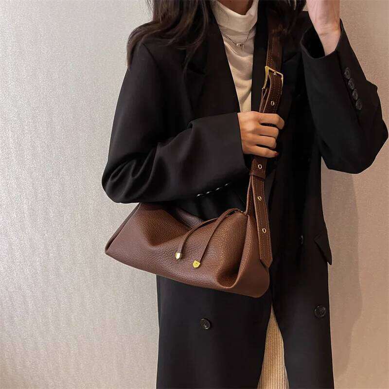 Retro Women Bucket Shoulder 2023 Trend Fashion Designer Leather Zippered Large Capacity Crossbody Bag Women's Handbag Wallet
