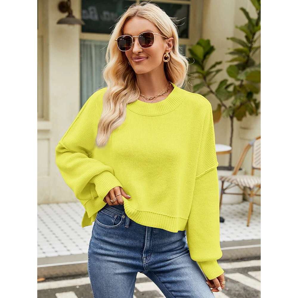 2025 European American New Autumn Winter sweater Women Loose Short Pullover Fashion Long Sleeve O-Neck Knit oversized Sweaters