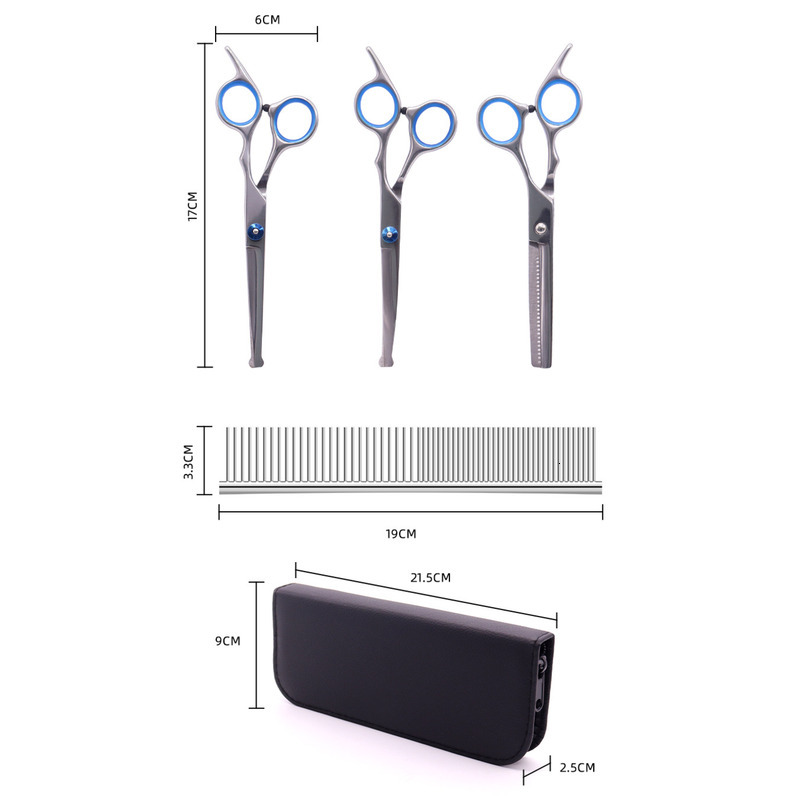 Pet Grooming Tool Kit Set Dog Straight Curved Thinning Scissors Cat Floating Hair Removal Stainless Steel Rake Comb