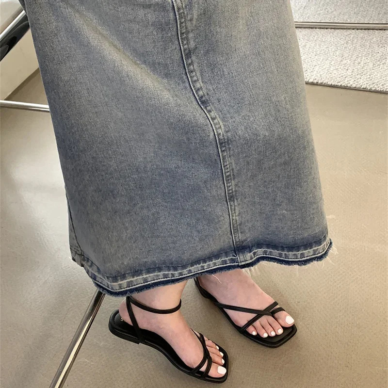2025 Summer Gladiator Women Sandals Fashion Elegant Narrow Band Clip Toe Shoes Ladies Comfort Flats Beach Sandalias 250604