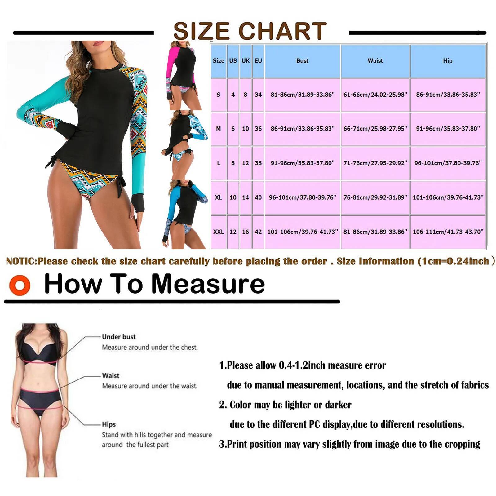 Women'S Conservative 2-Piece Swim Beach Bathing Suit Set Patchwork Long-Sleeved Split Bikini Swimsuit Sets 2024