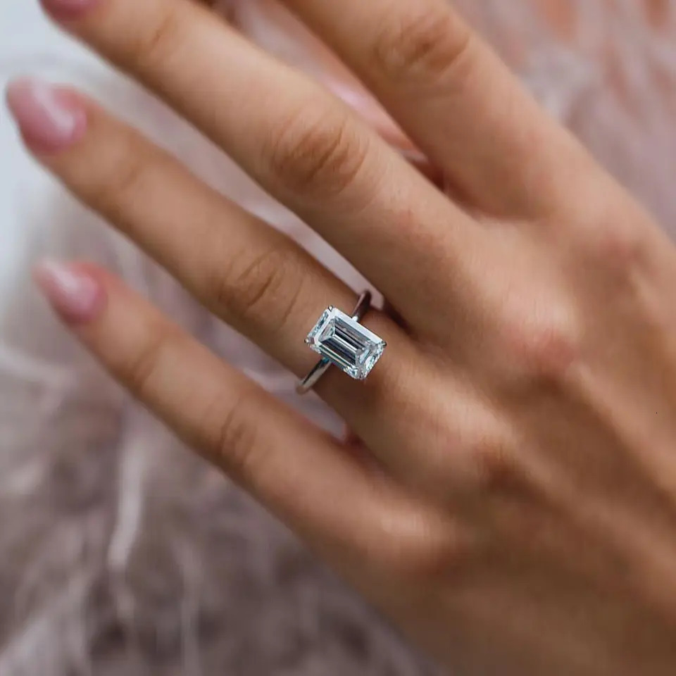 JOVOVASMILE 3.5 Wedding Ring 10.5x7mm Elongated Emerald Cut 18k Gold Solitaire Ring for Woman 250610