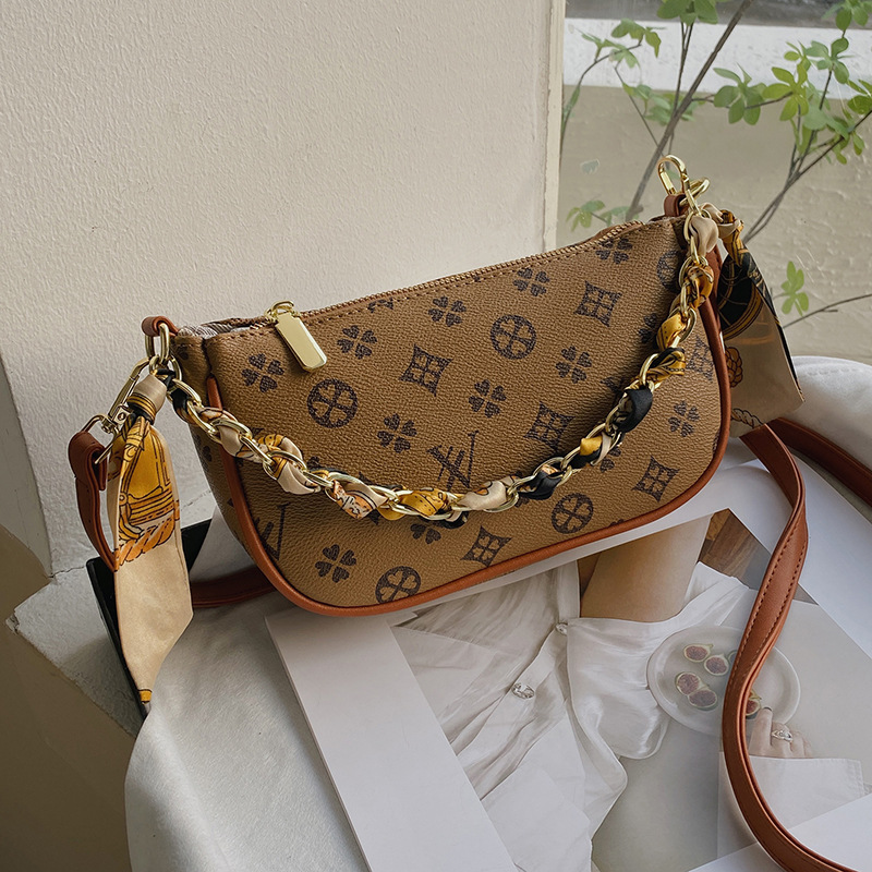 designer bag, retro texture, wide and floral women's bag, crossbody bag, trendy and fashionable casual, versatile chain bag, Free shipping