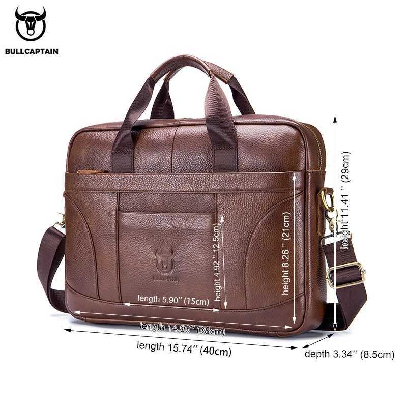 BULLCAPTAIN Men Briefcase Famous Brand Leather Shoulder Messenger Bags Office Handbag 14 inch Laptop bag High Quality W250610