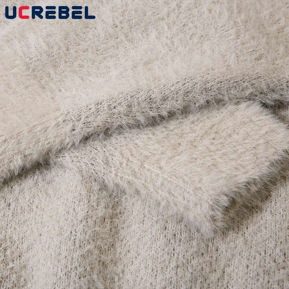 Jacquard Knitted Mens Autumn Winter Loose Casual Long Sleeve Sweater High Street Round Neck Pullover Men