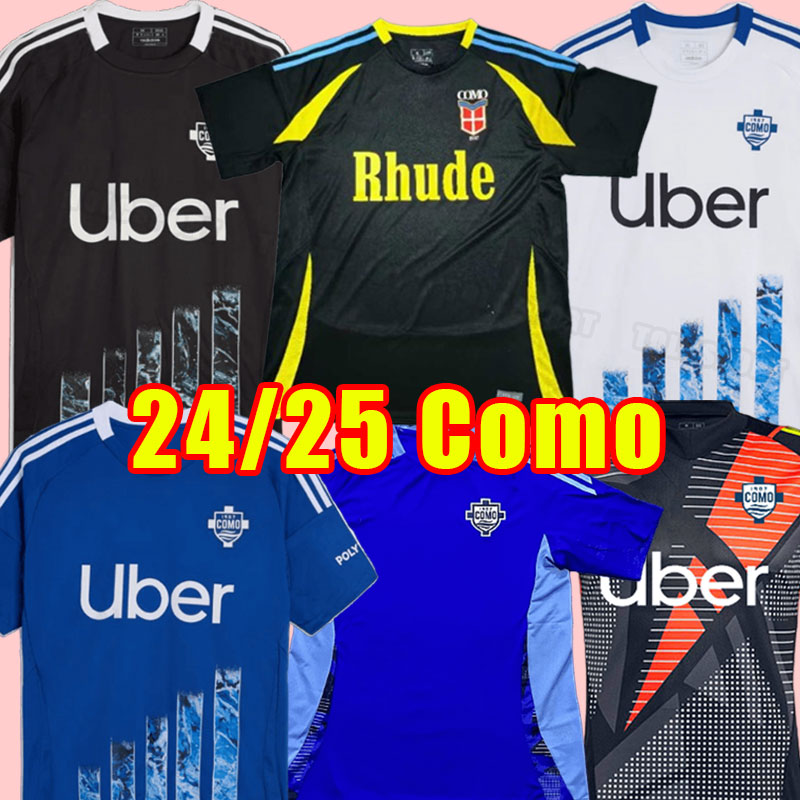 24/25 ComoS Soccer Jerseys Home Away third football shirt uniforms top goalkeeper black white blue 2024 2025 men uomini training pre-match 1907