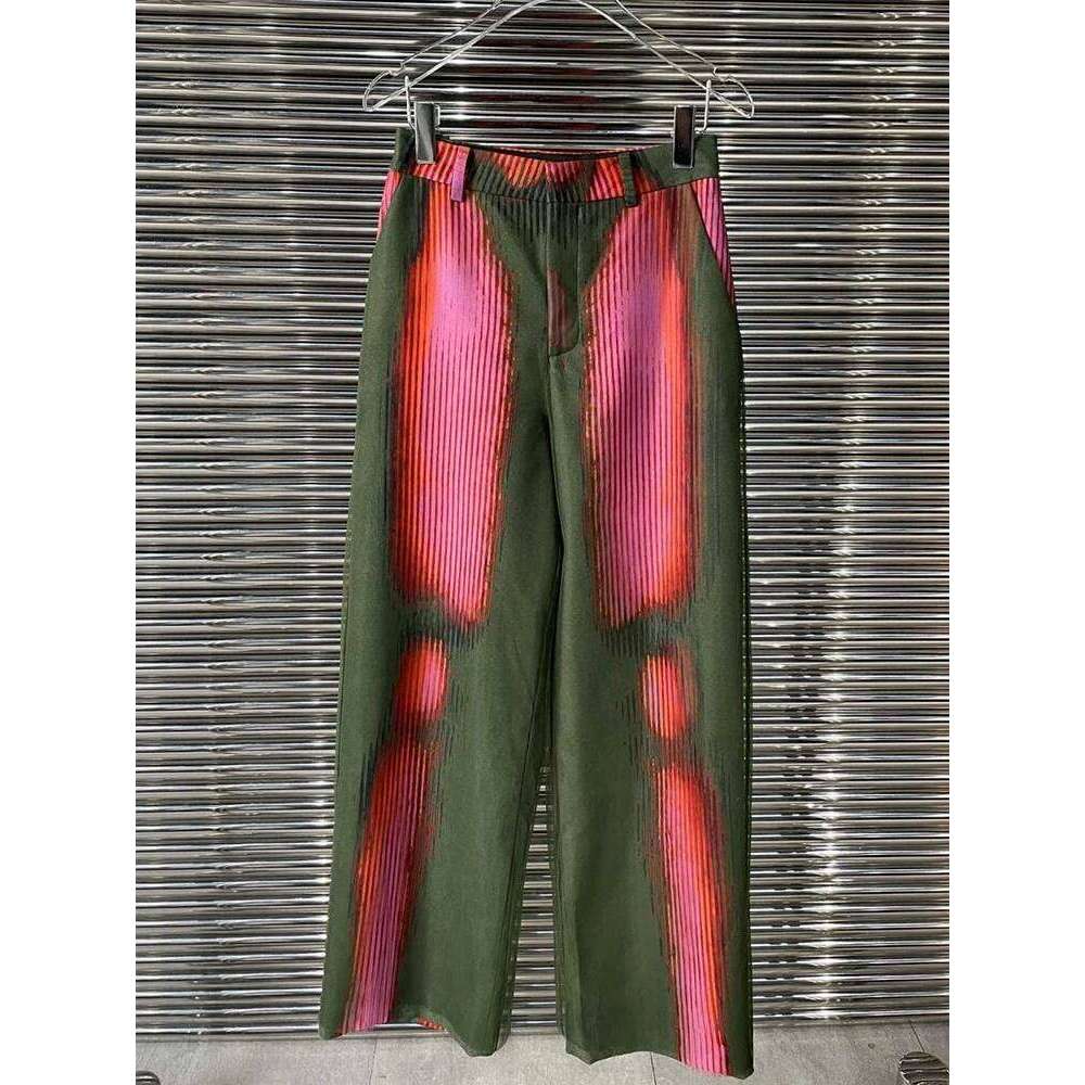TWOTWINSTYLE Print Two Piece Sets For Women Notched Collar Long Sleeve Tops High Waist Wide Leg Pants Summer Set Female Fashion