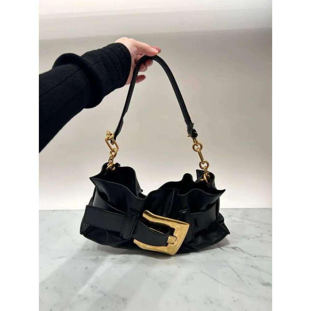 Office Designer Female New Vintage Casual Solid Color Cowhide Genuine Leather Shoulder Versatile Totes Handbag Underarm Bag 2025/06/10