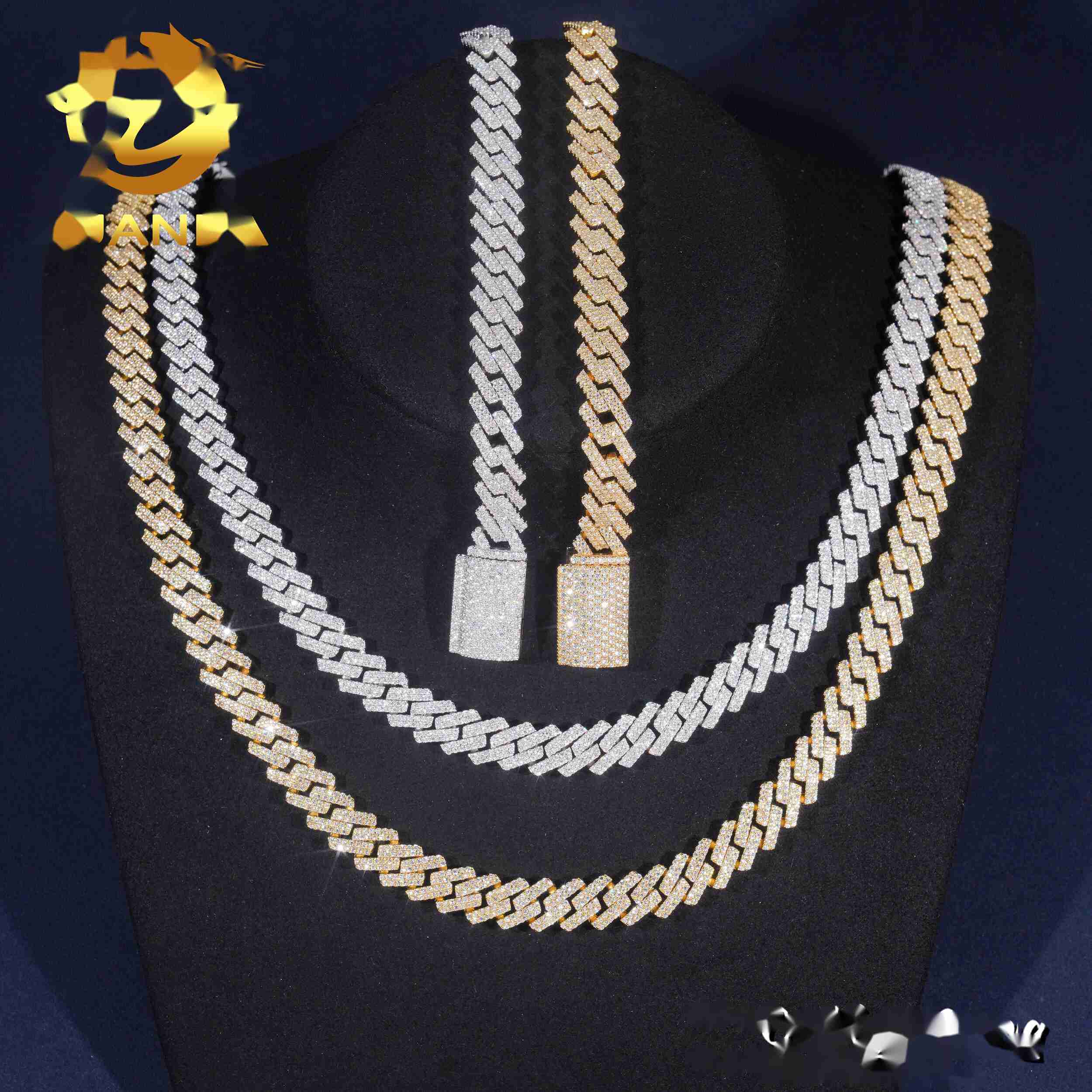 OACOCA High Quality Moissanite Hip Hop Jewelry 10mm Cuban Link Chain 925 Silver Iced Out Cuban Bracelet Necklace With GRA