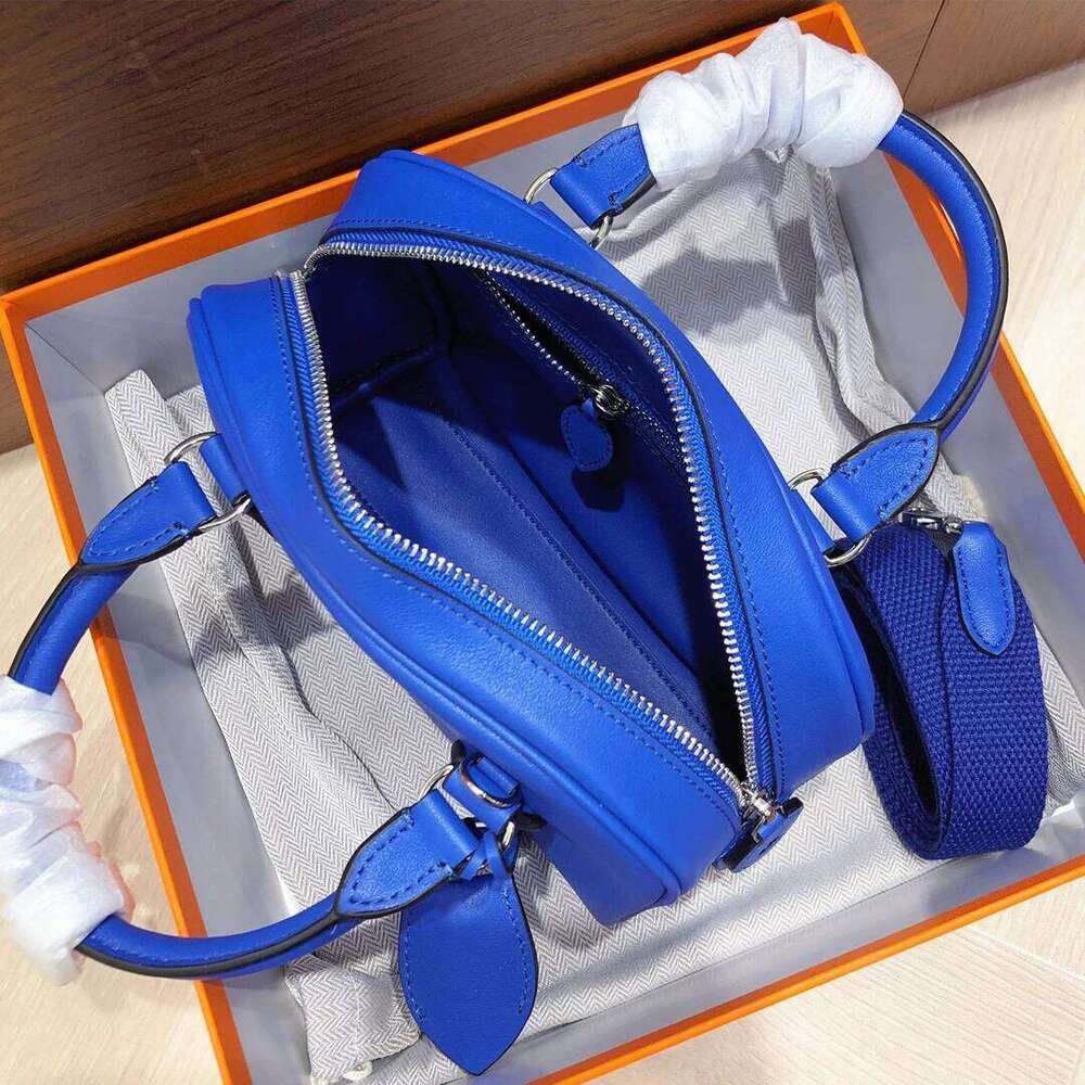New Leather Handbag Small Size 18Cm Women's Top Layer Cowhide Bowlin Fashion Simple Crossbody Bagg Pillow Bag Boston