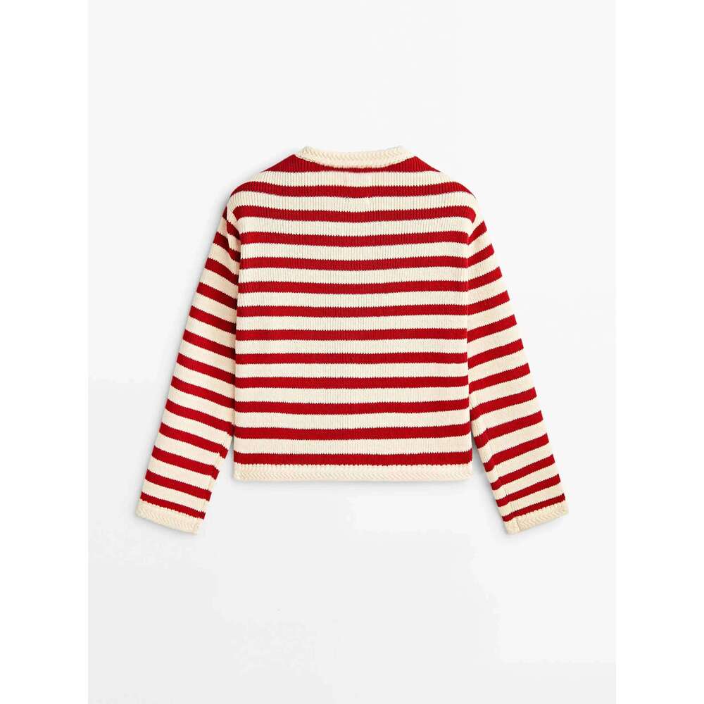 Ethereal MD 2024 Women's Spring New Style Of Slim-Fit Commuter Buckle Classic Striped Cardigan For Women