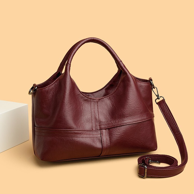 Free Shipping Designer Luxury Textured Soft Leather Handbag For Middle-aged Women, New Lightweight Commuter Large Capacity Shoulder And Crossbody Bag 