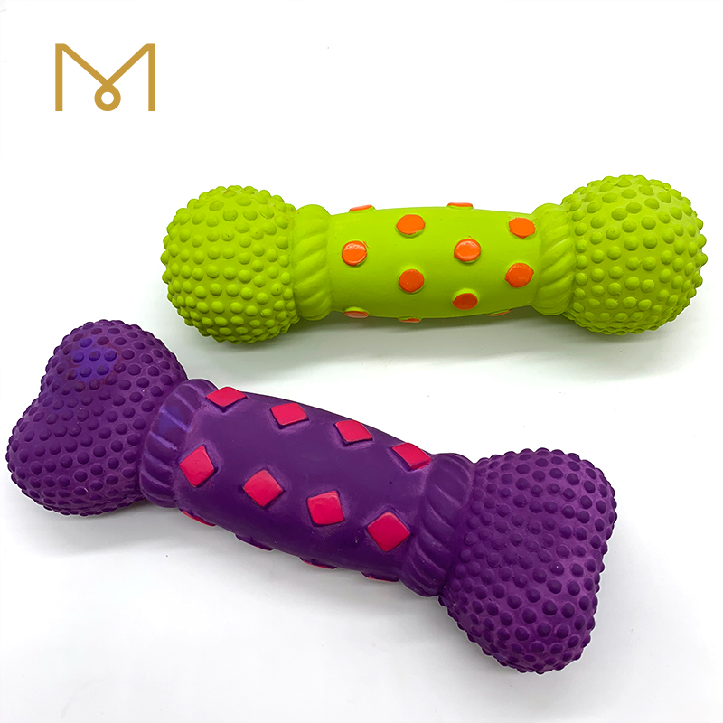Latex Bone Dog Chew Toys Natural Squeaky Soft Rubber Pet Wholesale for Teething 4pcs/Pack