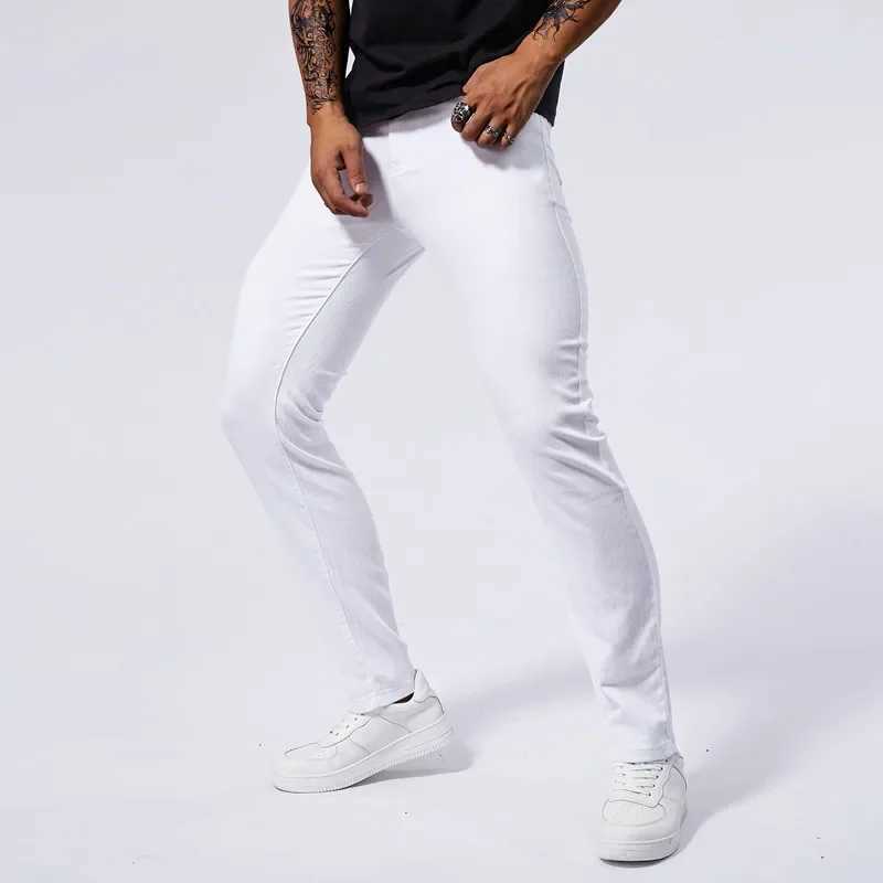 Mens White Casual Jeans New Denim Pants Comfortable Fashion Stretch Slim Fit Straight Trousers Male Clothing Streetwear M250610