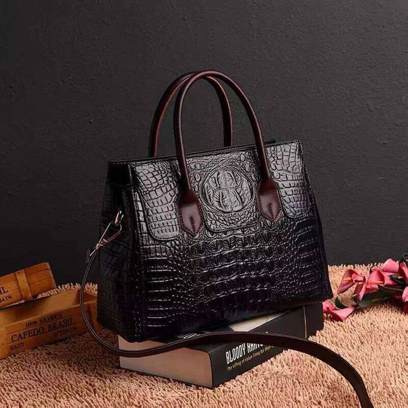Annmouler Handbag For Women 2022 Quality Tote Large Capacity Crocodile Leather Bags Designer Crossbody Bag With Belt