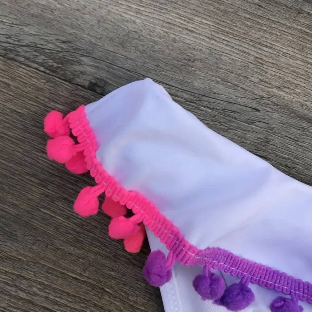 2025 Girls Split Swimsuits Cute Shoulder Swimsuit Children Swimwear Bikini Set Girl Swimming Clothes Kids Bathing Suit Beachwear