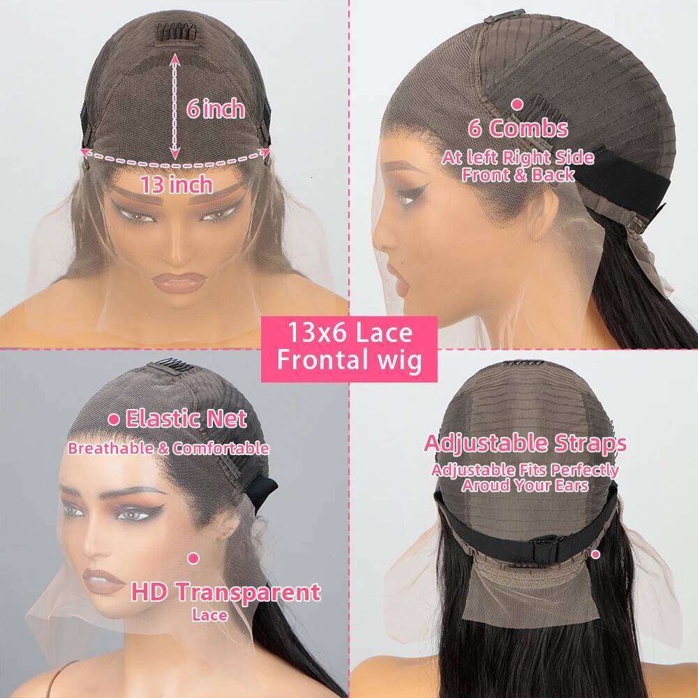 180 Density 13x6 Hd Bone Straight Transparent Swiss Brazilian Remy Frontal Human Hair Wigs Lace Front Wig For Women