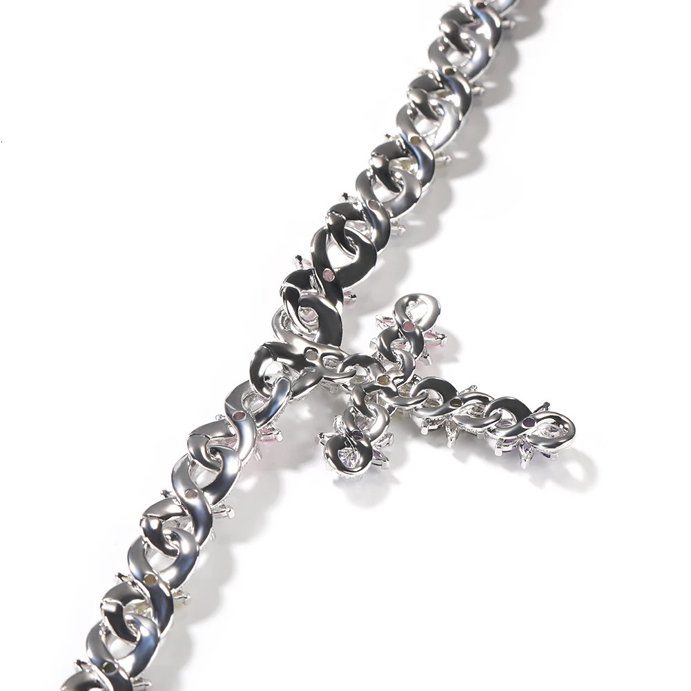 Uwin Colorful Flower Cuban Chain Full Paved Iced Out Bling Cubic Zirconia Cross Charms Baguette CZ Cuban Chain HipHop Jewelry 250609