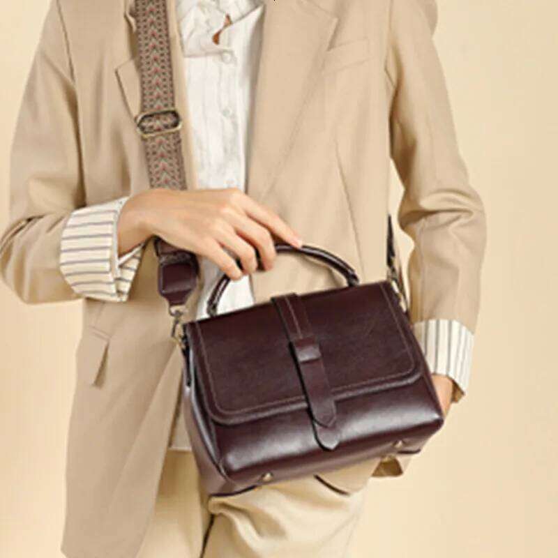 Designer Bag Burminsa Cowhide Genuine Leather Shoulder Bags For Women Trend Designer Wide Strap Crossbody Purses Tote Ladies Handbags