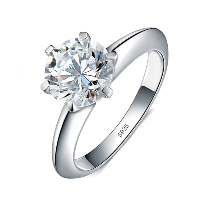 Fashion Jewelry Solitaire 6mm S925 Sterling Silver Engagement Wedding Band Ring For Women 250610