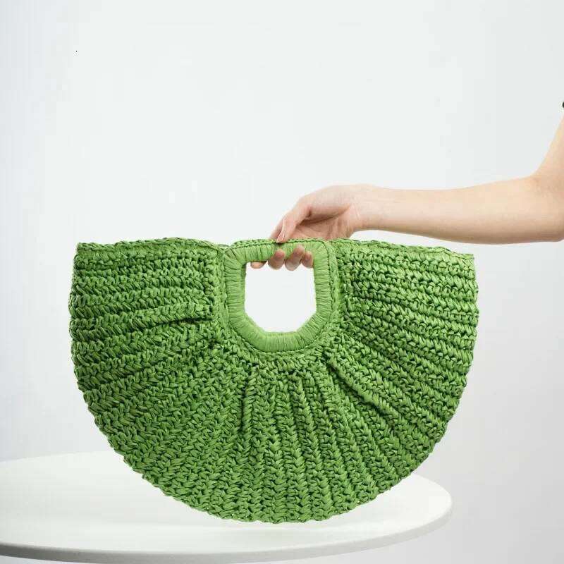 Large Handcrafted Beach Vacation Casual Street Fashion Handheld Soft Polyester Lining Zipper Opening Versatile Tote Bag