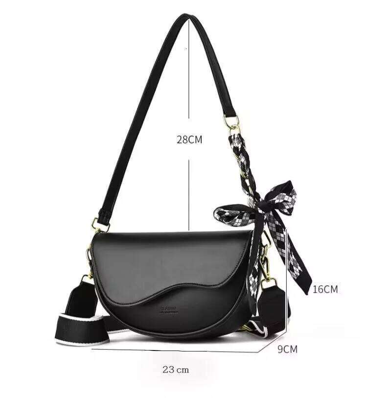 Designer Luxury Women's Small Crossbody With Flap And 2 Detachable Straps Compact Bow Scarf Handbag Shoulder Bag