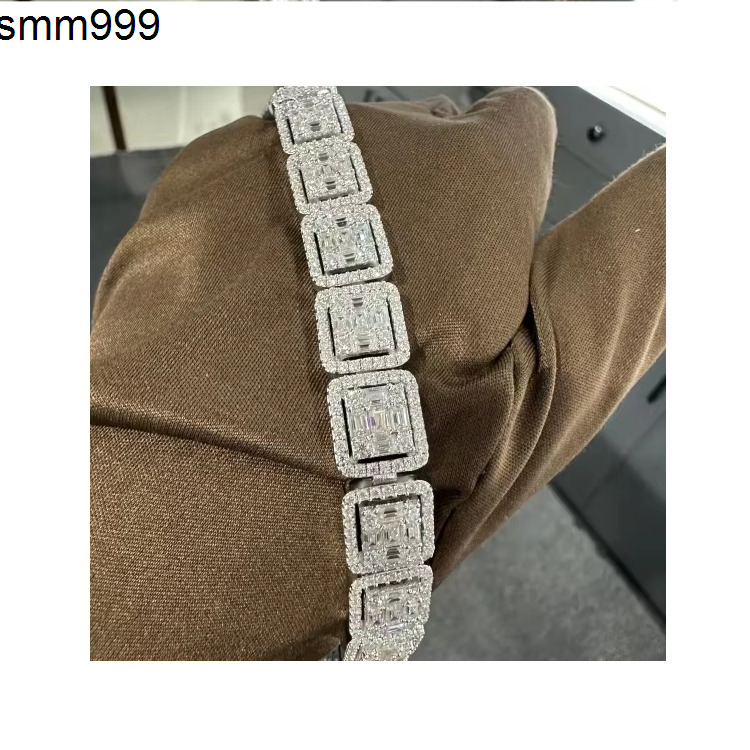 Luxury Customized 925VVS Moissanite Bracelet High Quality T Square Diamond Fashion Chain Link Bracelets