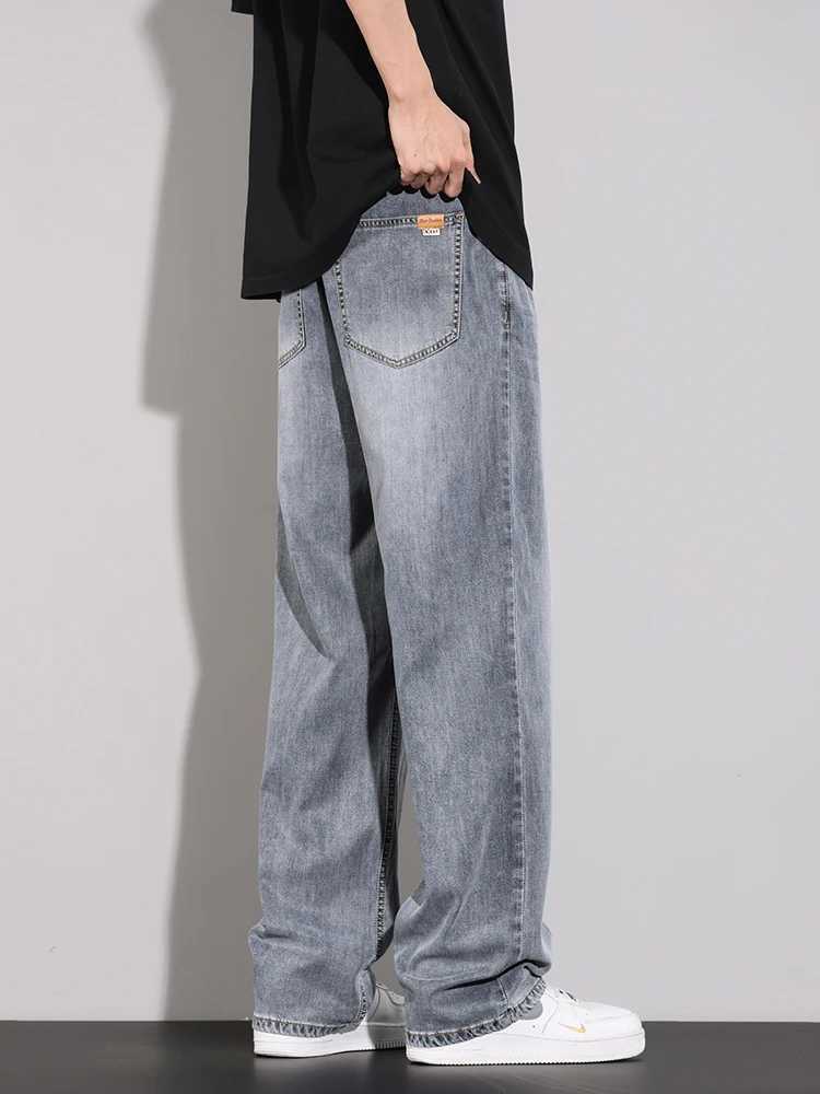 Streetwear Mens Vintage Jeans Summer Thin Lyocell Fabric Soft Straight Casual Trousers Comfortable Brand Male Denim Pants M250610
