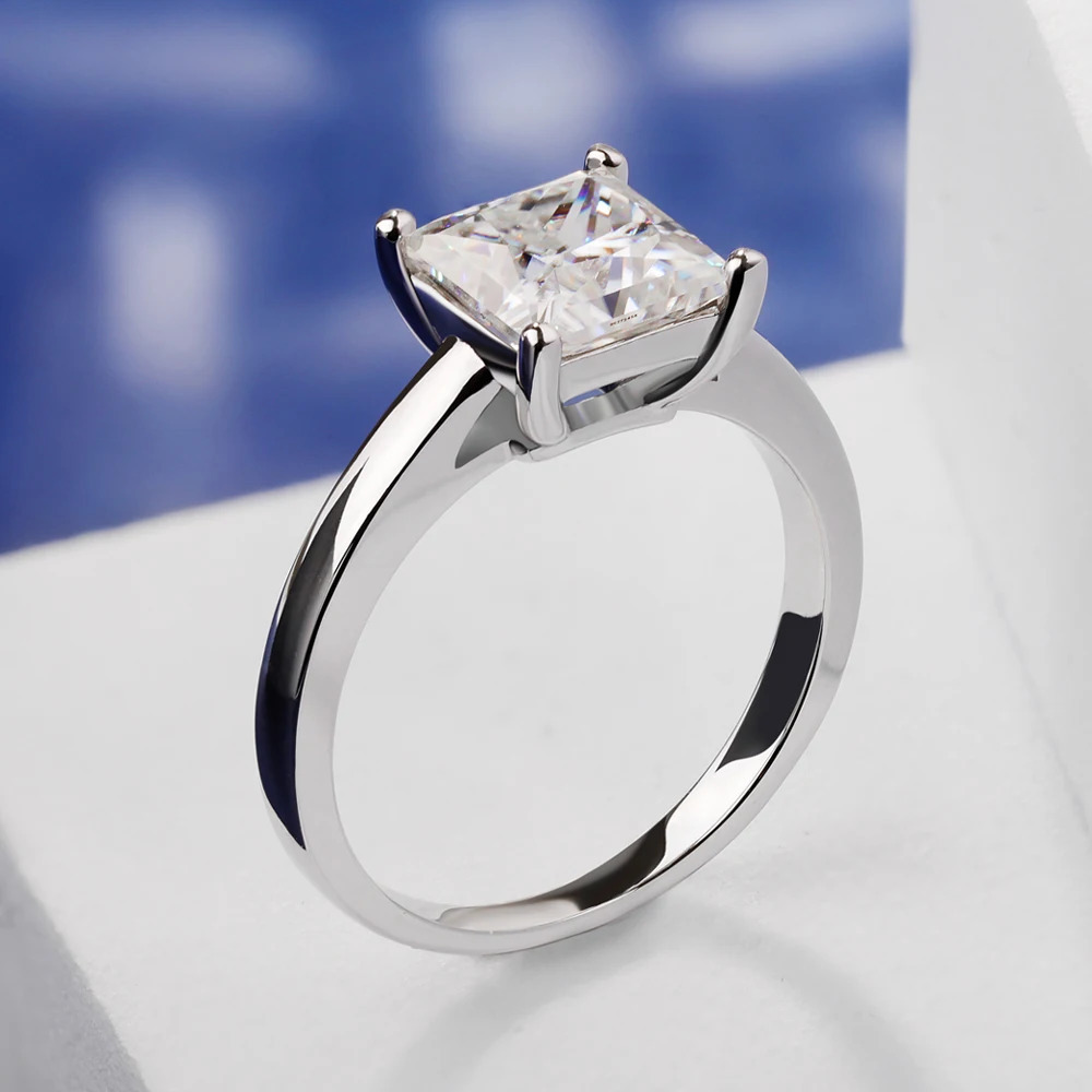 1-4 Princess Cut Rings for Women 925 Sterling Silver Solitaire Diamond Engagement Ring Wedding Bands Jewelry 250610