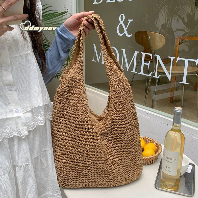 Vacation Straw Shoulder New Tote Large Capacity Casual Handbag Woven Bag Ethnic Style ddmynov