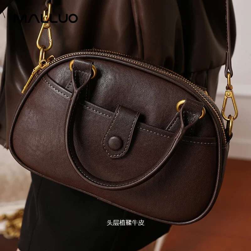 Women Natural Cow Leather Shoulder Bags Retro Soft Cowhide Bag Lady Female Commute Design Handbags For Ladies 2025